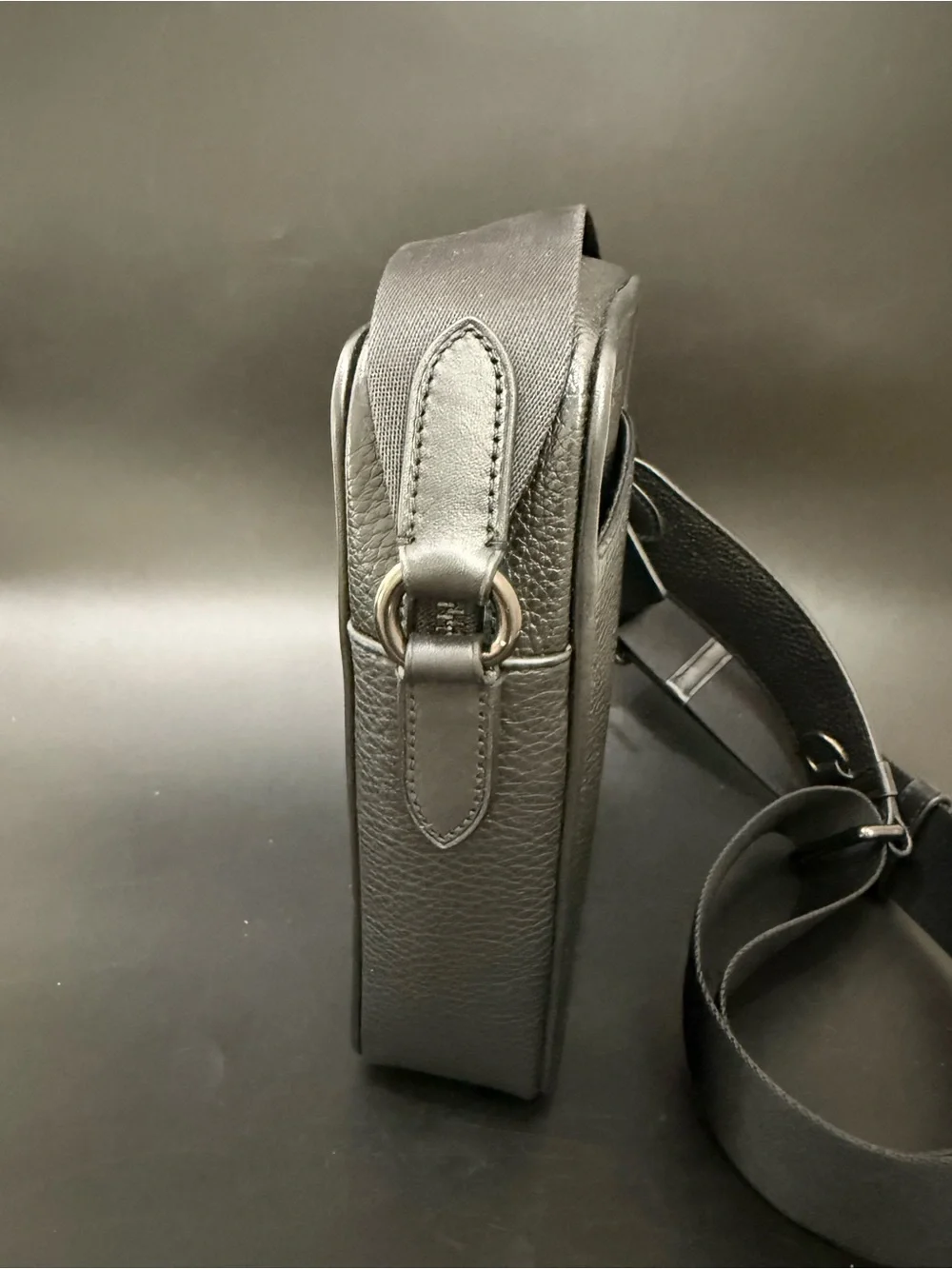 COACH CAT81 Black Solid Refined Pebbled Leather Sullivan Compact Men’s Crossbody